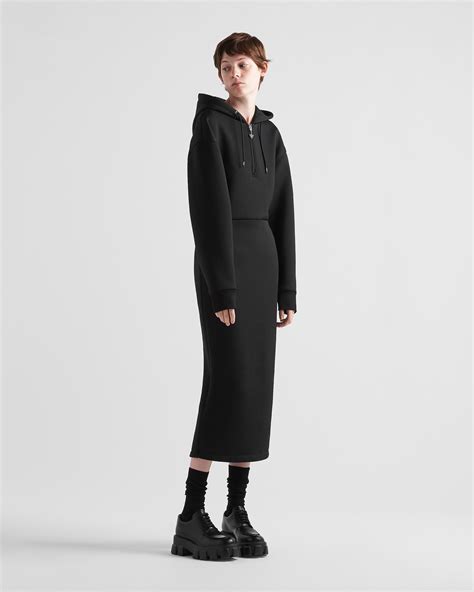 prada black cotton sleeveless pintuck dress|Black Cotton Fleece Dress .